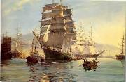 unknow artist Seascape, boats, ships and warships. 32 oil painting on canvas